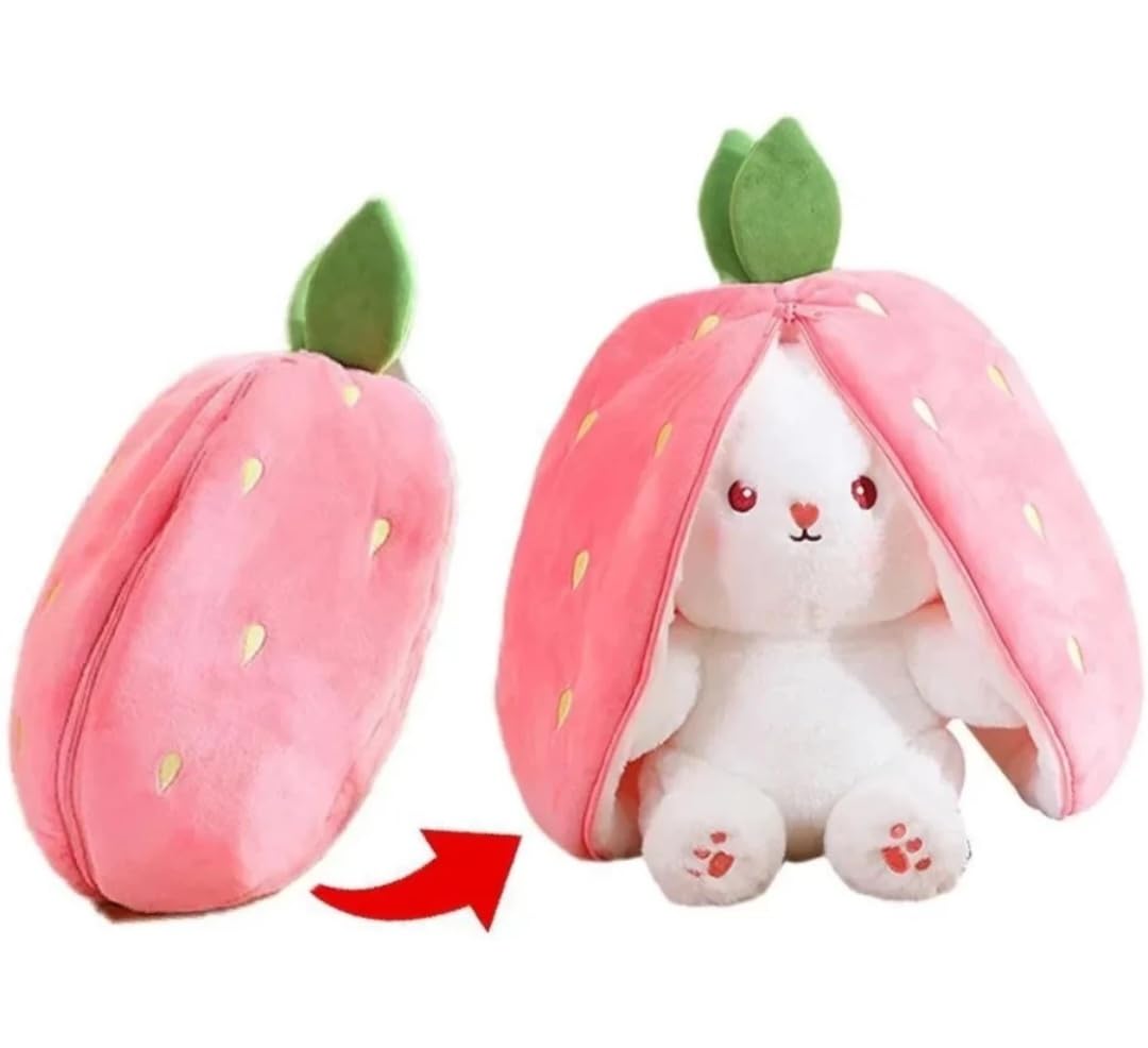 Cute Strawberry Bunny Zip Soft Toy