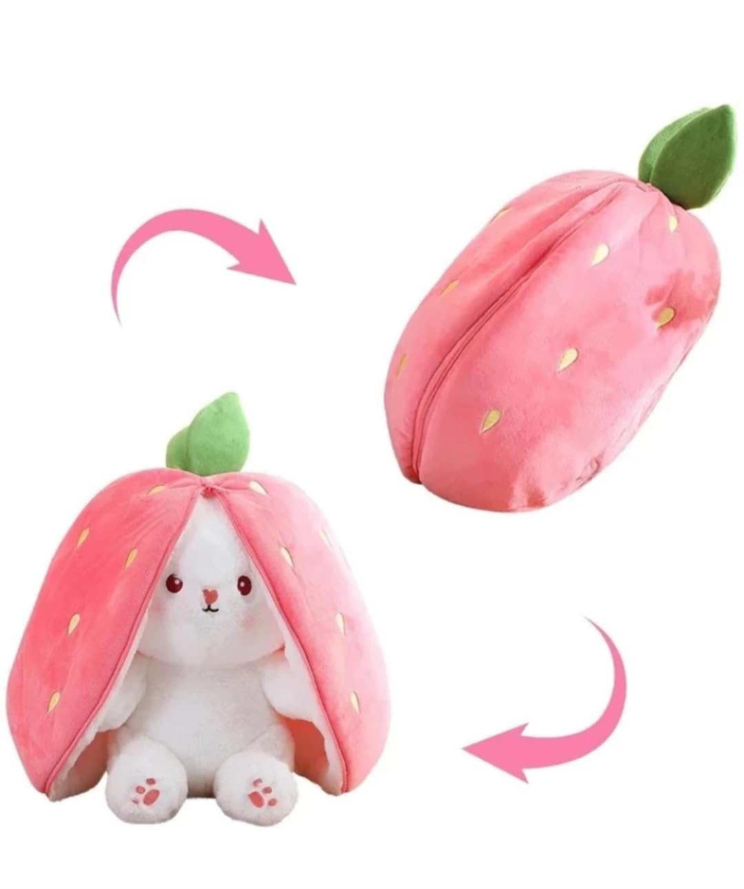 Cute Strawberry Bunny Zip Soft Toy