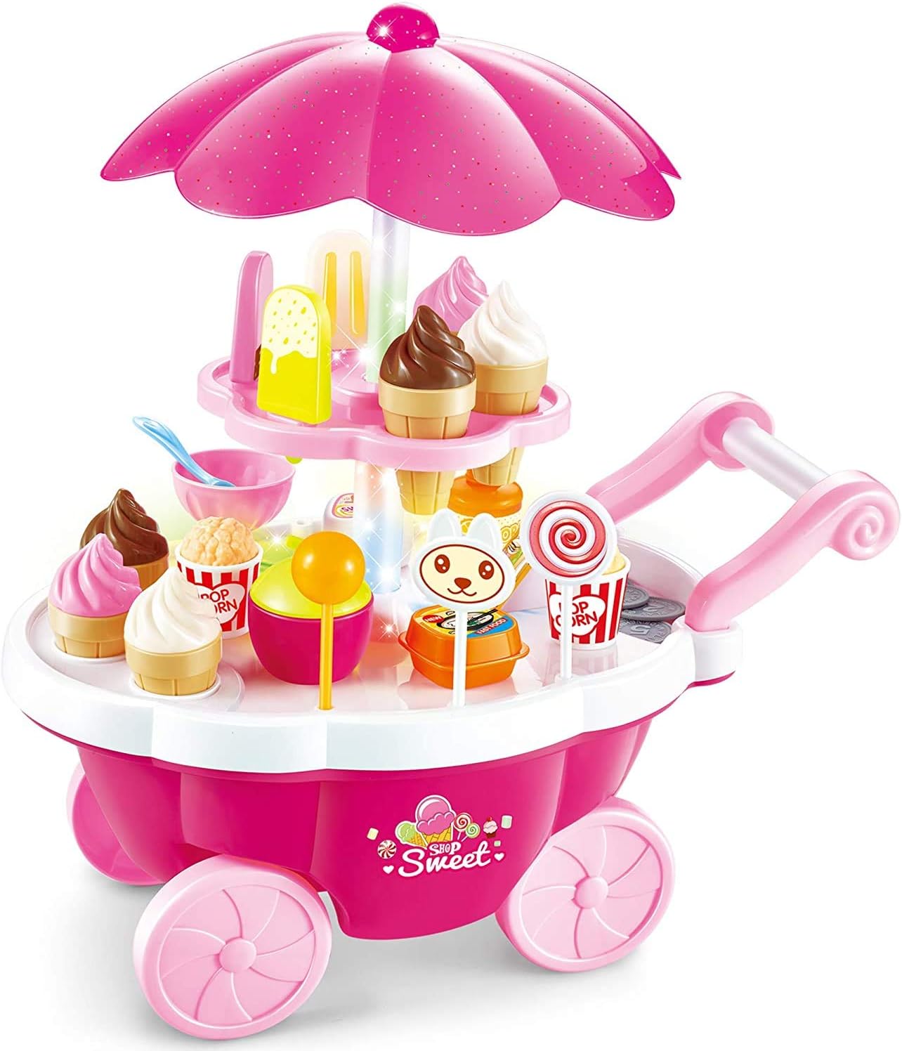 Kids Ice Cream Cart Toy with Lights