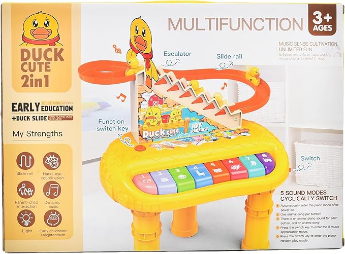 2-in-1 Multifunctional Piano and Duck Slide Toy
