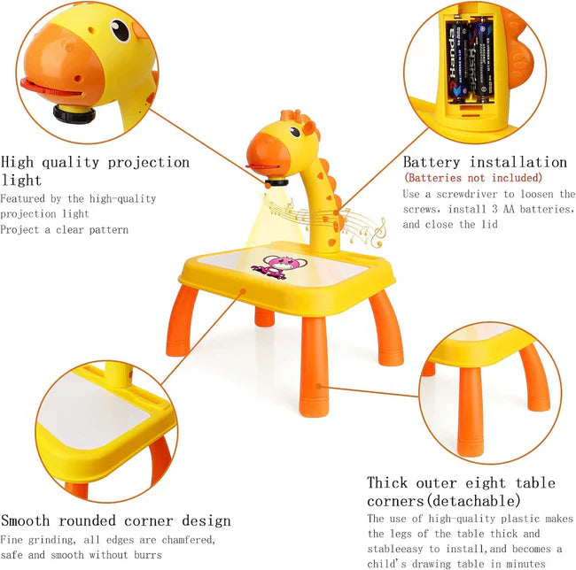 kids Projector Drawing & Coloring Table Set