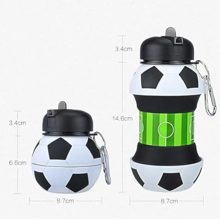 Collapsible Kids Water Bottle – Cute Football Design | Leak-Proof & Portable
